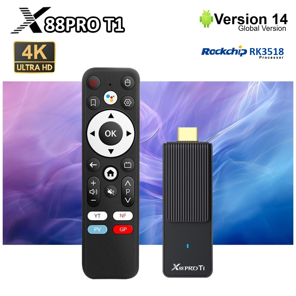 Home Cinema Quad - Wifi6 X88 T1 Rockchip RK3518 쿼드