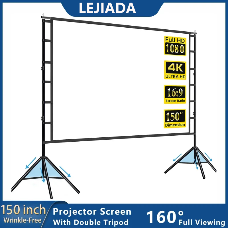 Home Cinema Blanc - LEJIADA 스탠드 포함 프로젝터 스크린, 주름