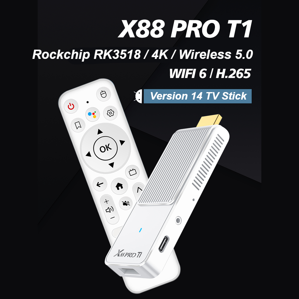 Home Cinema Quad - X88 T1 TV 스틱 안드로이드14 락칩