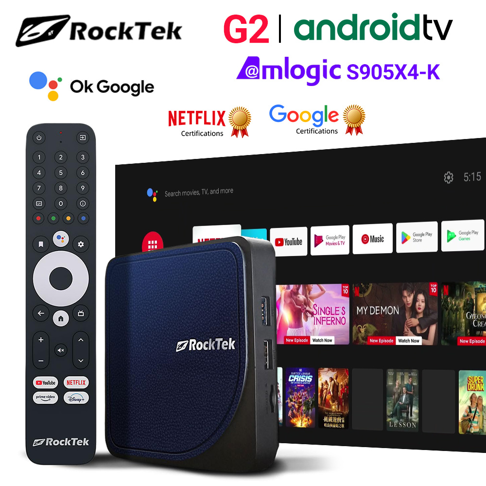 Home Cinema Google - RockTek G2 4K 안드로이드TV 14 스트림