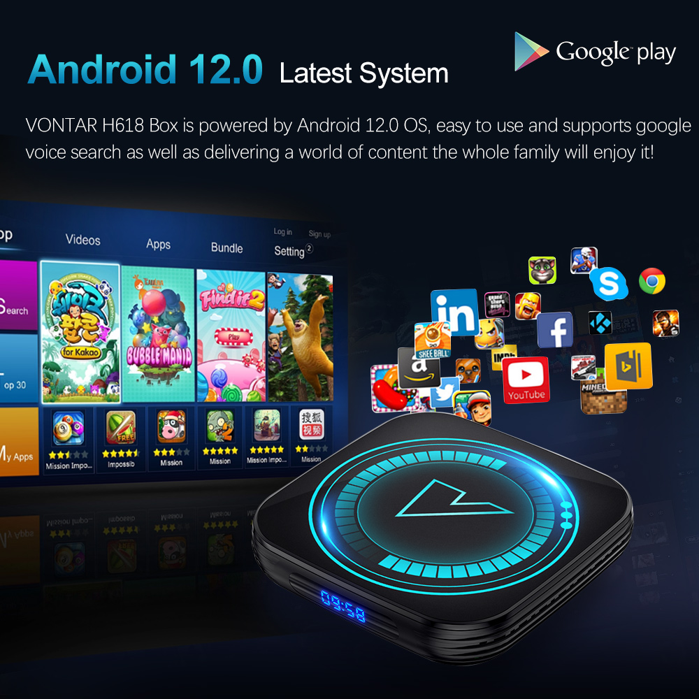 VONTAR H618 스마트 TV 박스 안드로이드 12 - Home Cinema Google 리뷰 및 가격